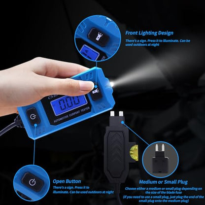 Circuit Fault Tester Car Fuse Tester Automotive Current Tester 20A 48V Automotive Test Tool Blade Checker Car Relay Fuse Checker for Current Circuit Testing (Not Include Battery)