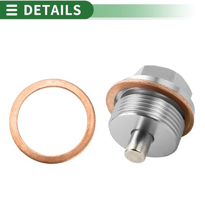 Motoforti Universal Oil Pan Screw Oil Drain Plug Sump Drain Nut Bolt, M24x1.5, Aluminium Alloy, Silver Tone, 1 Set - size: M24x1.5