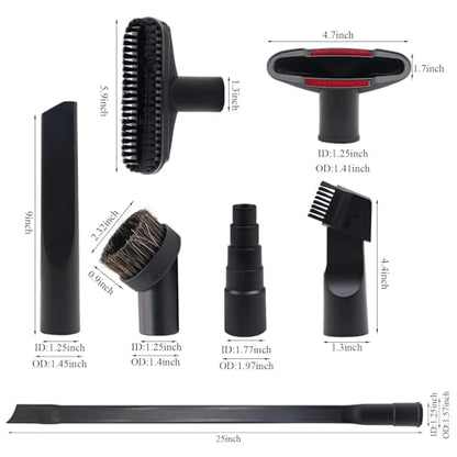 Vacuum Attachments for Shop Vac Accessories Vacuum Hose Adapter | 8 Pcs Universal Vacuum Brush Attachment with 1 7/8" to 1" Vacuum Hose Adapter, 1.25" Hardwood Floor Brush & Crevice Tool - size: vacuum attachments-8pc