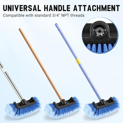 12" Car Wash Brush Head with Soft Bristles - Gentle on Paint, Compatible with Poles, Perfect for Cars, Trucks, RVs, Boats, Decks, and More (Blue)