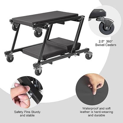 Torin 36" Rolling Foldable Car Creeper, Automotive Creeper 2-in-1 Garage Shop Creeper for Auto Repair, 300 Lbs Capacity, Black, TAM6505BB - style: Folding Creeper-36inch-Black