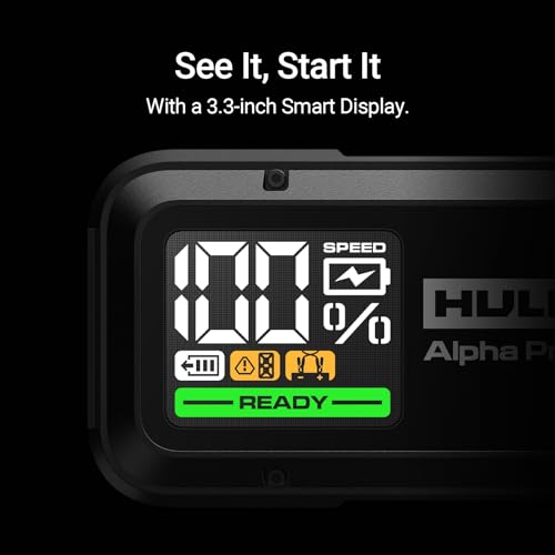 Hulkman Alpha Pro 2000A Jump Starter, 74Wh High-Capacity Car Battery Jump Starter, PD65W Fast Charging in & Out, 3.3" Smart Display Jump Box, 12V Jump Pack for 8.5L Gas/6.0L Diesel, Solid Black - style: 2000A · Up to 8.5L Gas
