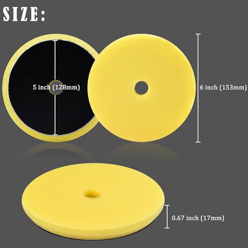 SIQUK 4 Pieces Buffing Polishing Pads 5 Inch Orbital Buffer Pads Hook and Loop Buffing Pads Polisher Pads Car Buffing Foam Pad for Compounding, Polishing and Waxing - size: 5 Inch