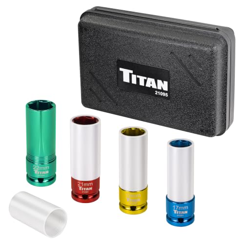 Titan 21095 4-Piece 1/2-Inch Drive Non-marring Impact Deep Lug Nut Socket Set - size: 4pc Set