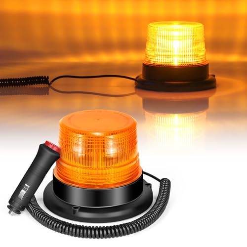 Dinfu LED Strobe Light,Amber Warning Lights,Emergency Flashing Beacon Light with Magnetic for Vehicle Forklift Truck Tractor Golf Carts UTV Car Bus - color: Wired - Orange