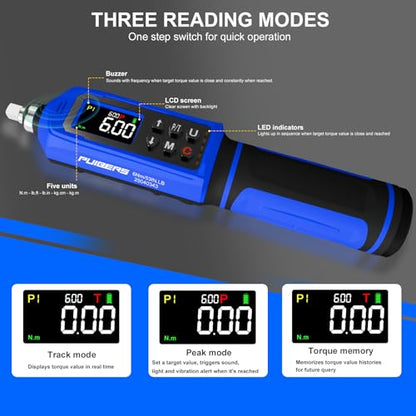 46 Pcs Digital Torque Screwdriver Set 1/4",0.8-53.2 LB.IN Adjustable Inch Pound Torque Screwdriver, Torque Wrench Screwdriver ±1% Accuracy, LCD with Buzzer & LED Alerts - size: 1/4" 0.8-53.2 LB.IN