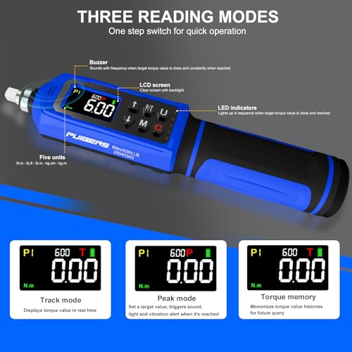 46 Pcs Digital Torque Screwdriver Set 1/4",0.8-53.2 LB.IN Adjustable Inch Pound Torque Screwdriver, Torque Wrench Screwdriver ±1% Accuracy, LCD with Buzzer & LED Alerts - size: 1/4" 0.8-53.2 LB.IN