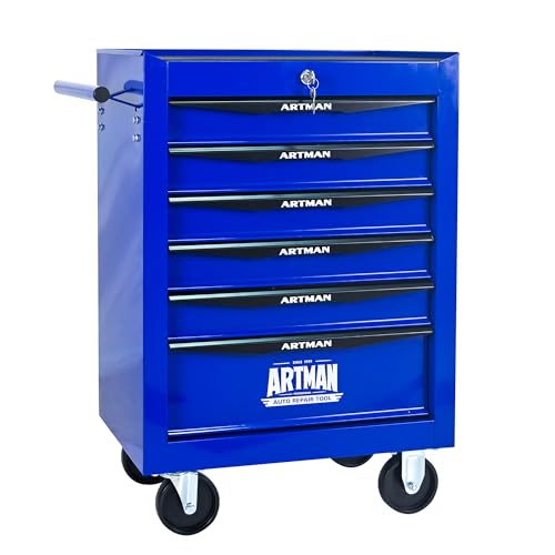 6 Drawers Rolling Tool Chest on Wheels, Multifunctional Rolling Tool Box, Drawers Trolley Organizer Tool Storage Cart for Warehouse,Garage,Workshop,Repair Shop (6 Drawers-30.5" H) - color: Blue, size: 6 Drawers 20.9"Wx13"Dx30.5"H