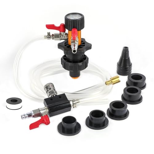 MR CARTOOL Coolant System Refill Kit, Automotive Vacuum Fill Coolant Tool Set with Pressure Gauge, 5 Adapters and Air Connectors, Antifreeze Change Tool for Testing Radiator and Heating Core Pipes