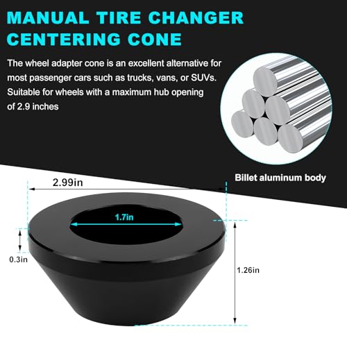 povtii Manual Tire Changer Centering Cone, Aluminum Tapered Automotive Tire Balancer Adapter, Wheel Balancer Hold Down Cone for Cars Trucks, Repair Tool Kit Car Accessories (Black) - color: Black