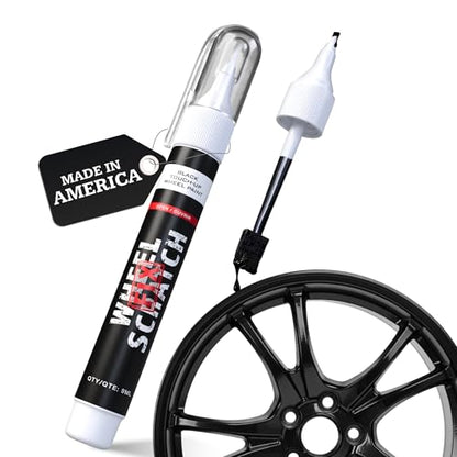 Wheel Scratch Fix® Gloss Black Magic Car Scratch Remover Pen - Alloy Wheel Touch Up Paint Pen for Cars, Curb Rash Removal with Fast-Drying & Long-Lasting OEM Finish, Vehicles Rim Repair Paint for Chip (Universal Gloss Black Wheel Paint (Pen Only)) - color