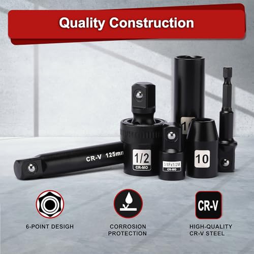 Mayouko 41PCS 1/2" Drive Impact Socket Wrench Set, Deep & Shallow Metric Socket Set 8-32mm, 72 Tooth Ratchet Handle, CR-V, Includes Extension Bars, Universal Joint, Adapters, 6 Point Design