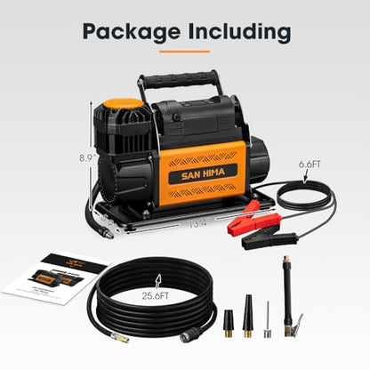 SanHima 12V Air Compressor, Portable Tire Inflator, 150PSI Offroad Air Pump - size: 7.06 CFM