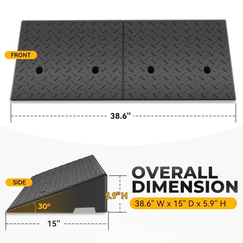 Auto Dynasty Rubber Curb Ramps, 5.9" Lift Height Curbside Driveway Ramp, 4410 LBS/2T Capacity Sidewalk Curb Ramp for Cars Trucks Bikes Motorcycles Wheelchairs, 2 Pack - size: 5.9" Rise