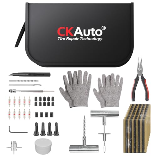 CKAuto Tire Plug Repair Kit, Heavy Duty Car Emergency Tool Kit for Flat Tire Puncture Repair, 80 Pcs Value Pack, Tire Patch Kit fit for Autos, Cars, Motorcycles, Trucks, RVs, etc. - size: 80 pcs
