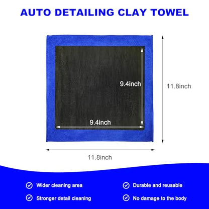 Clay Towel, 12"×12" Fine Grade Microfiber Clay Bar Alternative Scratch-Free Cloth, Auto Detailing Clays Towel for Enhancing Paint Gloss Improving Wax Sealant Bonding - color: 1pc