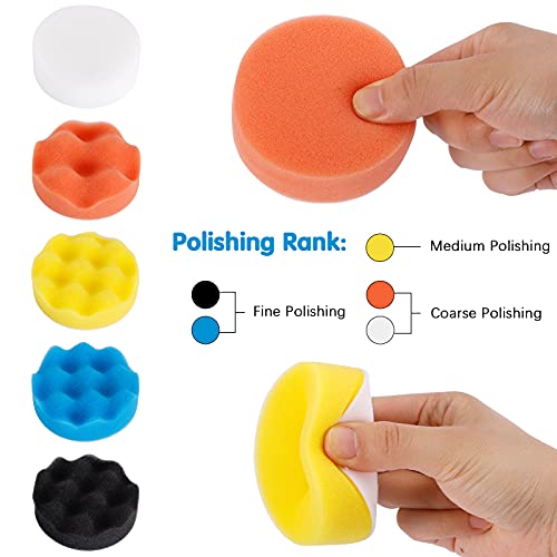 39pcs Drill Polishing Pad Kit, 2 in 1 Car Foam Drill, 7pcs 5" & 31pcs 3" Buffing Pads Compound Automotive Polisher for