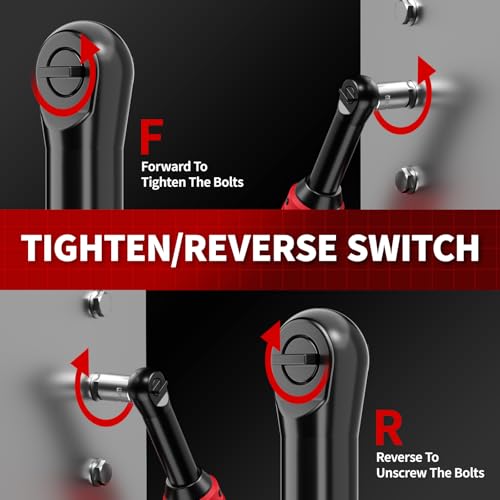 FULLYEA Electric Ratchet Wrench Set,40 Ft-lbs, 550 RPM, 16.8V Cordless Ratchet Wrench 3/8", Variable Speed Power Ratchet Tool Kit with 1/4" Adapter, LED Light, 2 * 2.0Ah Batteries and Fast Charger