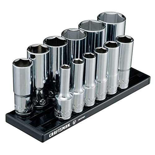 CRAFTSMAN V-SERIES Socket Set, Deep SAE, 3/8 Inch Drive, 12 Piece (CMMT17360V) - style: Deep SAE