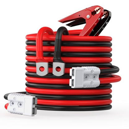 NOONE Heavy Duty Jumper Cables for Diesel Trucks - 1 Gauge 25 Feet extra long Booster Battery Cables with Permanent Installation kit and Quick Connect Plug for Car, SUV - size: 1 Gauge - 25 Feet
