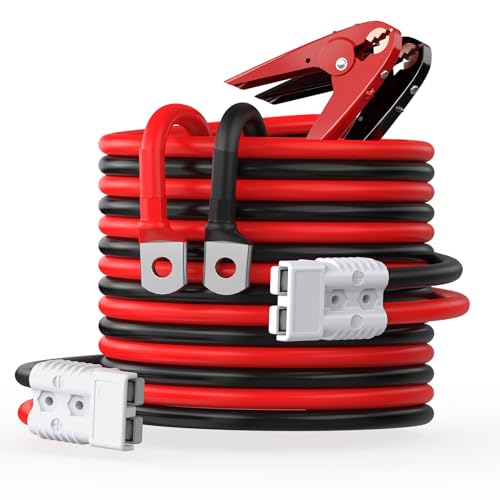 NOONE Heavy Duty Jumper Cables for Diesel Trucks - 1 Gauge 25 Feet extra long Booster Battery Cables with Permanent Installation kit and Quick Connect Plug for Car, SUV - size: 1 Gauge - 25 Feet