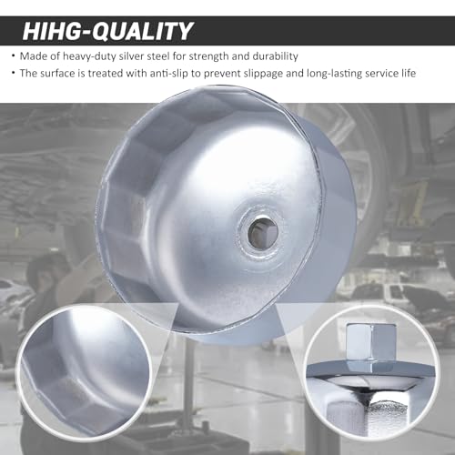 86.4mm 16Flutes Oil Filter Cap Wrench Removal Tool Socket for BMW Engines/for Volvo with 86mm Filter Housing Caps, Silver Heavy-Duty Alloy Steel - style: Alloy Steel