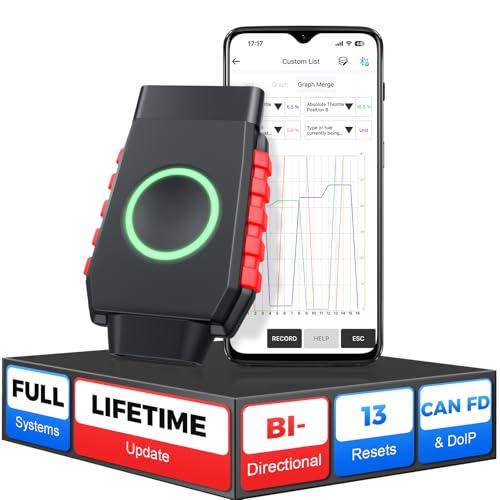 VIDENT iSmartDiag510 Bluetooth Bidirectional OBD2 Scanner, CAN FD/DoIP Full System Diagnostic Tool, 13 Reset Functions, Lifetime Free Update for iOS Android
