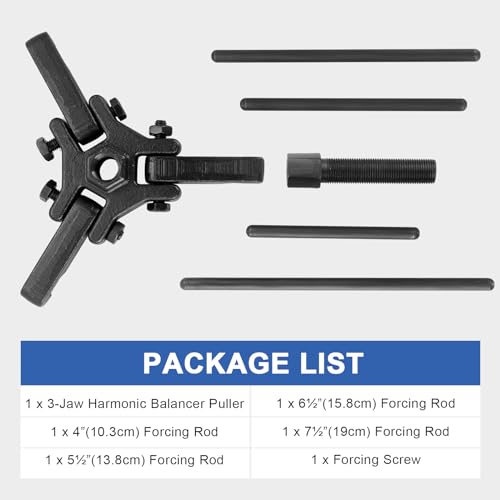 DASBET Harmonic Balancer Puller Kit, Adjustable 3-Jaw Pulley Puller Set for Removing Harmonic Dampers & Balancers Harmonic Damper Pulley Puller Set Compatible with Chevy GM Chrysler Cadillac Ford More