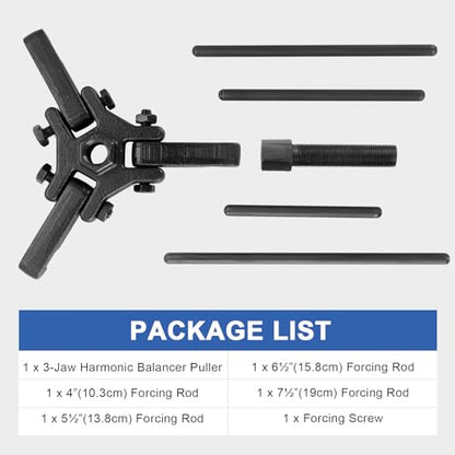 DASBET Harmonic Balancer Puller Kit, Adjustable 3-Jaw Pulley Puller Set for Removing Harmonic Dampers & Balancers Harmonic Damper Pulley Puller Set Compatible with Chevy GM Chrysler Cadillac Ford More