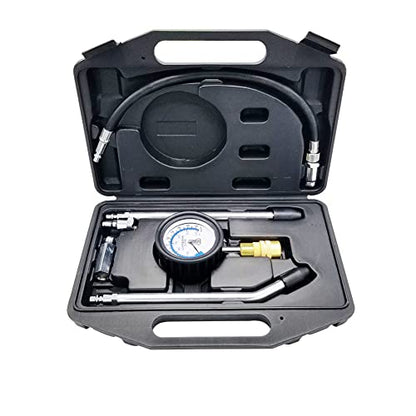Pit Posse Motorcycle Compression Tester Kit Compatible with Yamaha Honda KTM Suzuki Kawasaki - Comes with 10mm 12mm 14mm 18mm Spark Plug Adapters - Reads 0-300 PSI - Carry Case Included