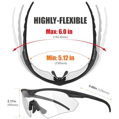HTS HUNTERSKY S53 Anti Fog Tactical Shooting Range Safety Glasses ANSI Z87.1 Ballistic Eye Protection Hunting Airsoft Riding - color: S53 Black / Clear