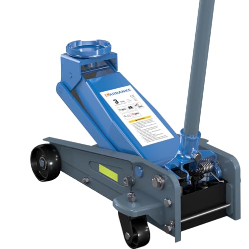 LARBANKE 3 Ton (6,600 lbs) Heavy Duty Steel Floor Jack, Hydraulic Service Jack with Unique Reflective Tape, Rapid Lifting Range 5.31" to 18.11" for Sedans, Coupes, Compact SUVs and Pickups