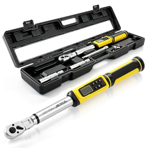 3/8" Drive digital torque wrench with flex head Set (10-100 ft-lb) | Professional Electronic, Buzzer & LED, 14mm/16mm Spark Plug Sockets, Adapters & 2-Stage Extension Bar
