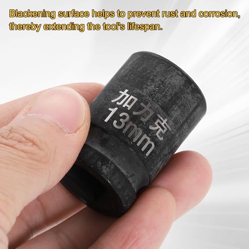 HARFINGTON 3pcs 4 Point Square Socket 1/2" Drive 13mm Metric Square Impact Socket CR-V Blackening Standard Wheel Sleeve Pneumatic Sleeve Tool for Auto Repair Mechanical Maintenance Home Use - size: 13mm