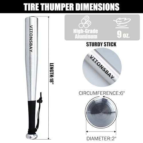 Aluminum Tire Checker Bat - Truckers Tool for Checking Tire Pressure - Silver - color: Silver