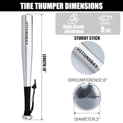 Aluminum Tire Checker Bat - Truckers Tool for Checking Tire Pressure - Silver - color: Silver