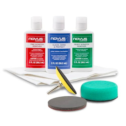 NOVUS Clear in Five Headlight Restoration Kit | 2 Ounce #1, 2, & 3 Bottles, Buffing Pad, Backing Pad Drill Attachment, 1,000 Grit Sanding Disk, 3 Polish Mates - size: NOVUS Headlight Restoration Kit
