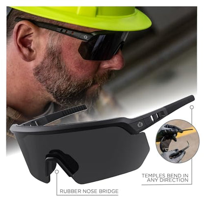 Ergodyne Skullerz AEGIR Anti Fog, Anti Scratch Safety Sunglasses, High Contrast Color Enhancing Lenses, ANSI z87.1 - color: High Contrast Smoke Lens