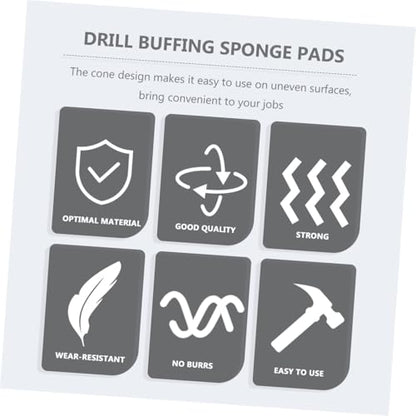 Ciieeo Car Wheel Buffing Cone Kit 3 Pcs Drill Polishing Sponge Pads for Automotive Wheel Care Compatible Drill Tools