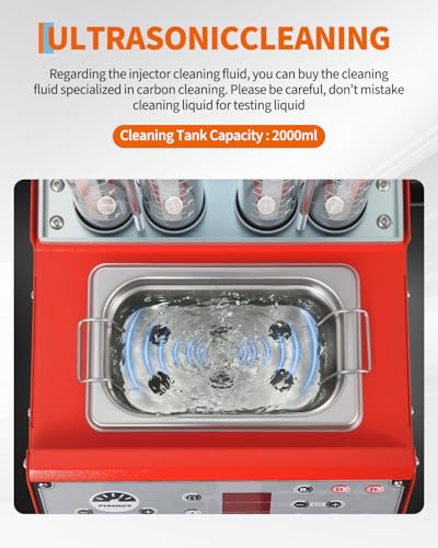Garvee Fuel Injector Cleaner Tester 4-Cylinder 11 Test Modes 12V, Ultrasonic GDI Injector Cleaning Machine, 0-10 bar, Pulse Width (0.1-25ms), Resistance Test, Digital Display, Supports GDI Injectors - size: 4-Cylinder Model， 2-in-1