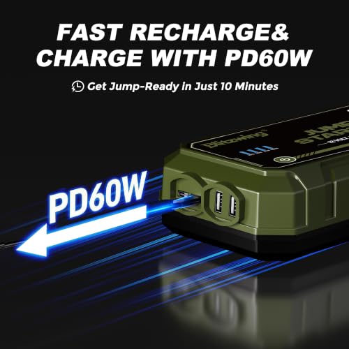 3500A 12V Heavy Duty Jump Starter, Portable Jump Box Jump Pack Battery Booster for Truck RV 10L Gas 6L Diesel, PD60W Two-Way Fast Charge LED Light, 18M Standby Auto Jumper - size: 3500A