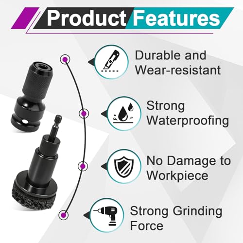 2 Sets Wheel Hub Cleaning Kit Fits 1/2" Impact Driven Wrenches | Washable Reusable Filters, with Cleaning Brush (Black), Quickly Remove Rust from Studs and Brake Discs, Premium Materials