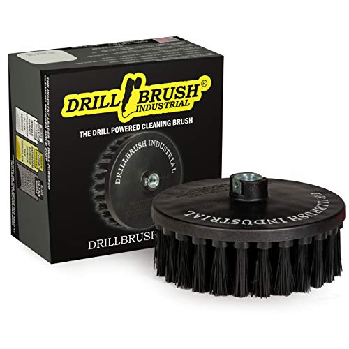 Outdoor Concrete Brush - Driveway Cleaner Scrub Brush for Rotary Polisher – 7 Inch Black Ultra Stiff with Nylon Bristles - Brick Cleaner Scrubber for Variable Speed Polisher - Concrete Floor Scrubber - color: Black