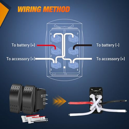 Nilight 2 Pack Momentary Rocker Switches 6 Pin Waterproof (ON)-Off-(ON) DPDT Toggle Switch 20A/12V 10A/24V with Jumper Wires Set for Cars Trucks Boats ATVs UTVs RVs - color: 2PCS 6 Pin Momentary Switches
