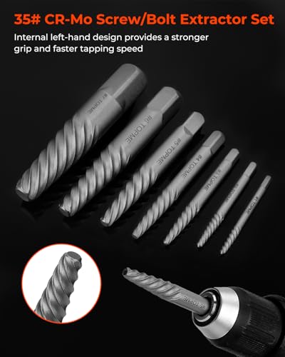 18 Piece Easy Out Screw Extractor Set and Left-Hand Drill Bit Set | Stripped Screw Extractor Set for Removing Damaged Screws, Broken Bolts, Studs - color: 18 Pieces