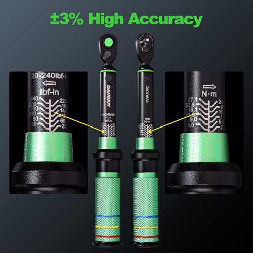 Torque Wrench Bike, 1/4 Inch Torque Wrench Lightweight Dual-direction 20-240IN.LB/2.3-27.1N.M, 72 tooth High Precision Bike Torque Wrenches with Dual Range Scales for bicycle
