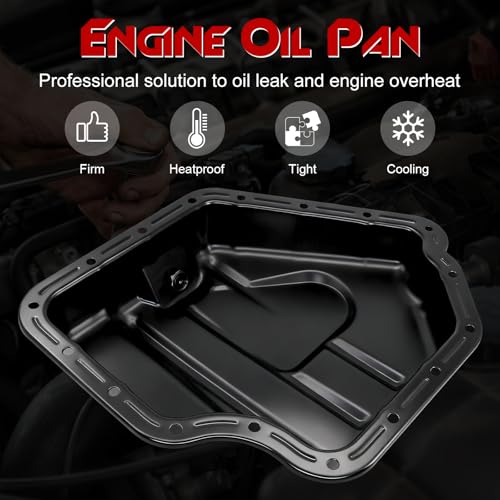 Lower Engine Oil Pan Sump with Drain Plug, Compatible with Dodge Grand Caravan 2011-2020, Journey 2011-2019, Avenger 2011-2014 ＆ Chrysler Town & Country 200 ＆ Ram C/V, ProMaster 1500/2500/3500, 3.6L