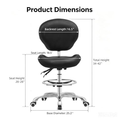Kaleurrier Office Drafting Chairs with Backs,Adjustable Height | Ergonomic,Heavy Duty Drafting Stool with Wheels,for Art Studio Standing Desk Kitchen Garage Shop Office Dental Hair Salon - color: Black
