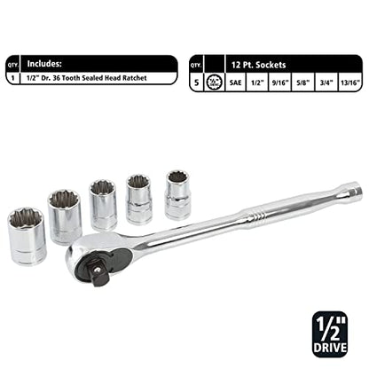 GreatNeck 82-Pc Mechanic Tool Set, SAE & Metric Socket and Ratchet Set, Mechanic Gifts, Tool Box with Tools, 1/4", 3/8", 1/2" Drive, Durable Storage Case - style: 82-Piece Mechanic's Set