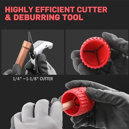 Wisscool HVAC Flaring Tool Kit, Tube Cutter, Deburrer, 3/16"-3/4" | Complete 45° eccentric flaring kit with seven sizes, tube cutter, and deburring tool for mini split and HVAC tubing - size: Flaring Tool Set
